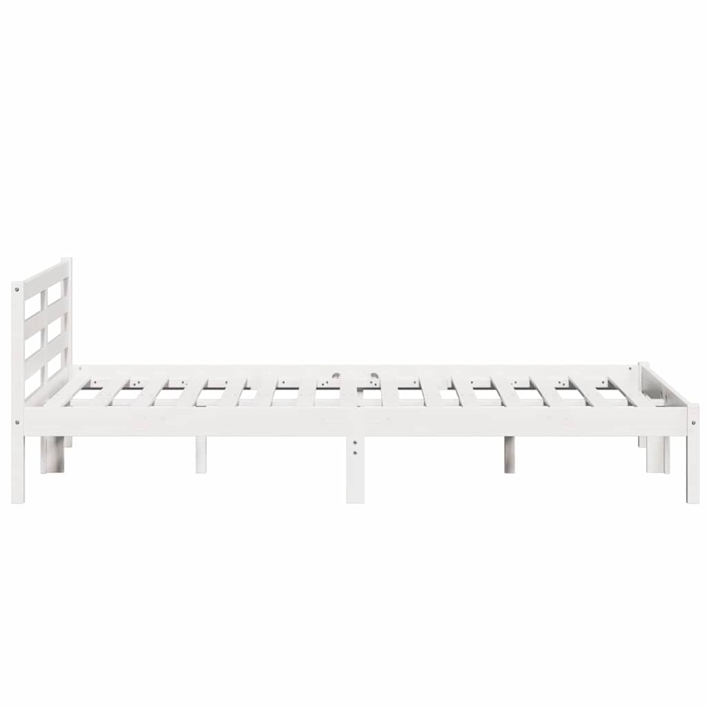Sengeramme med hodegjerde Hvit 210 x 160 cm Heltre furu