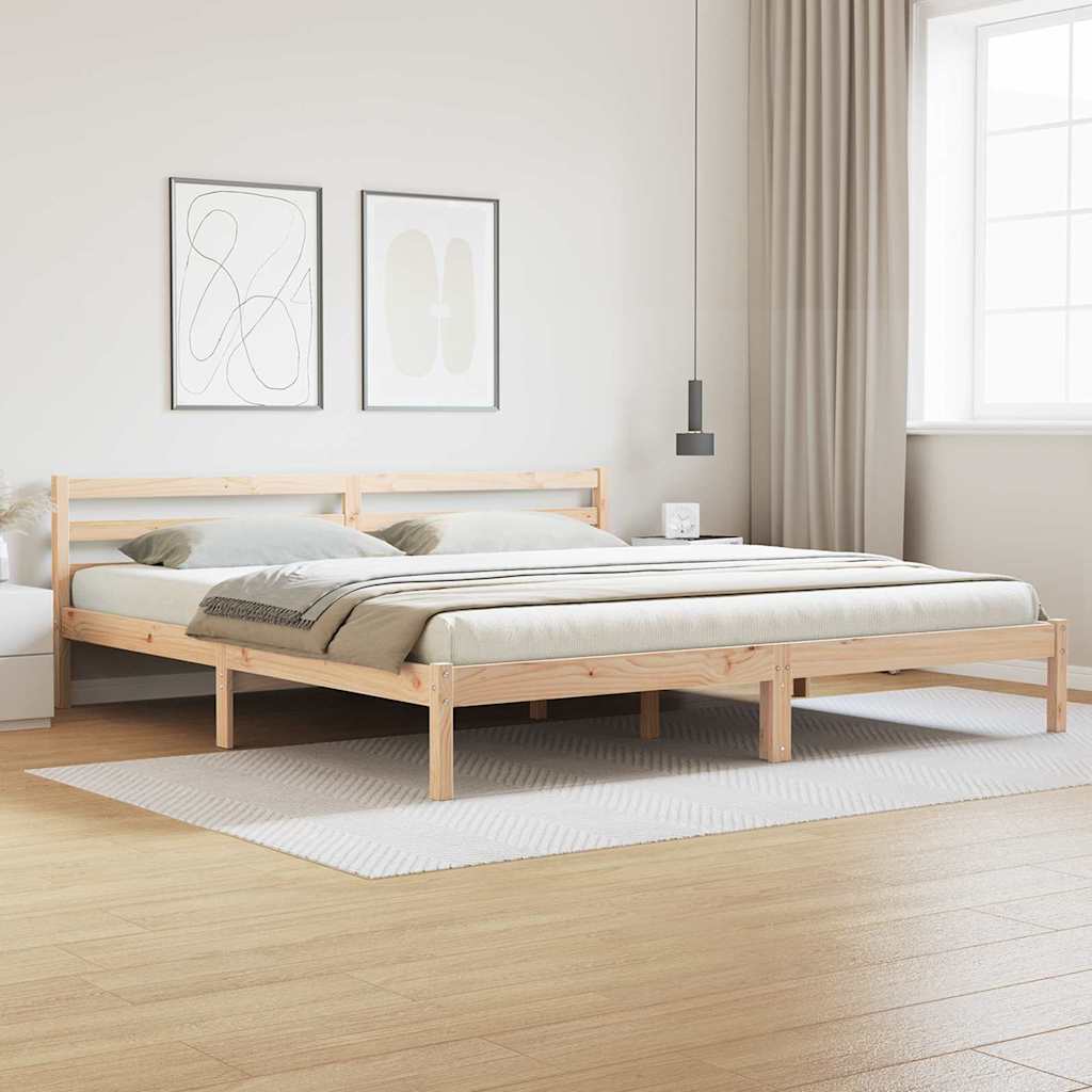 Sengeramme med hodegjerde Brun 210 x 180 cm Heltre furu