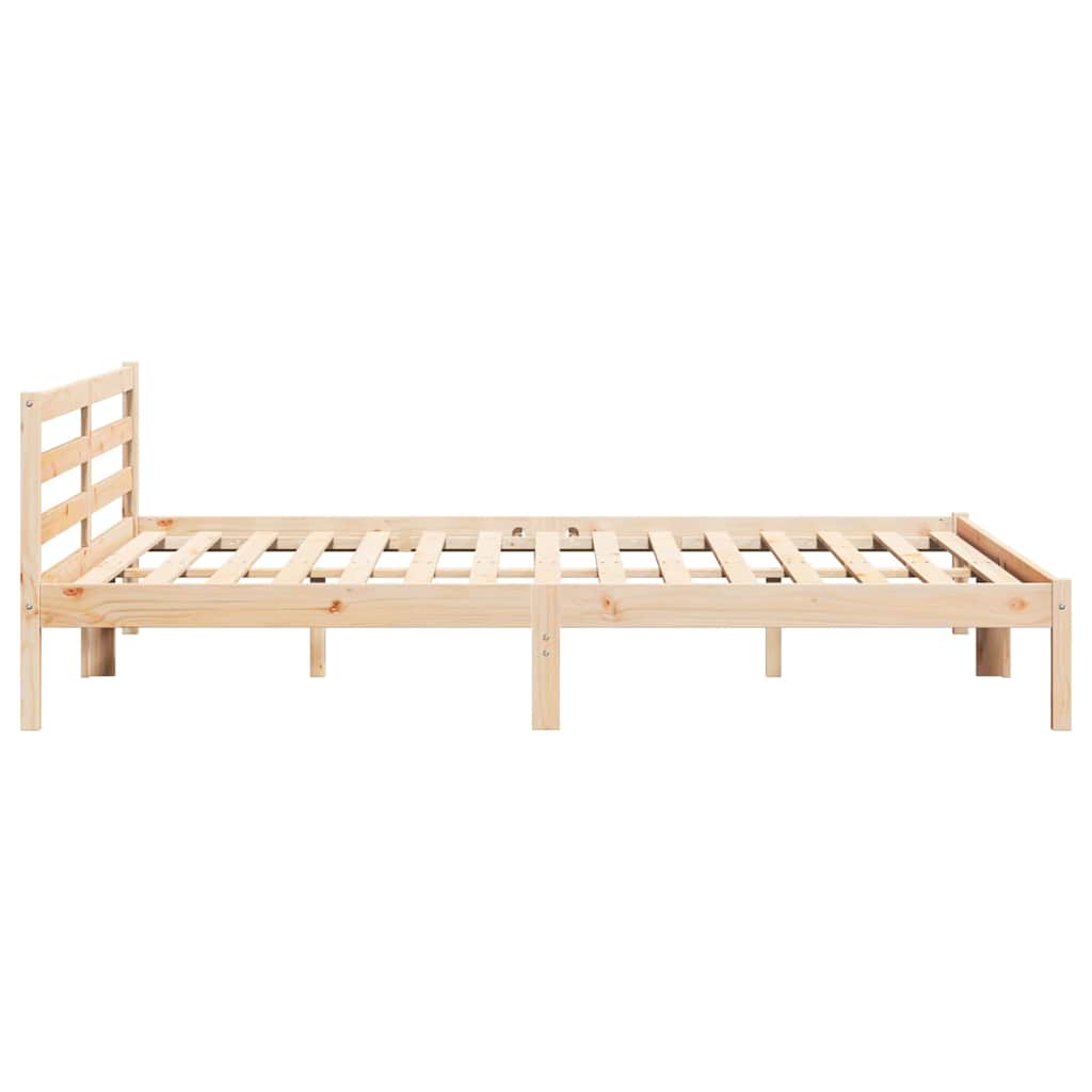 Sengeramme med hodegjerde Brun 210 x 200 cm Heltre furu