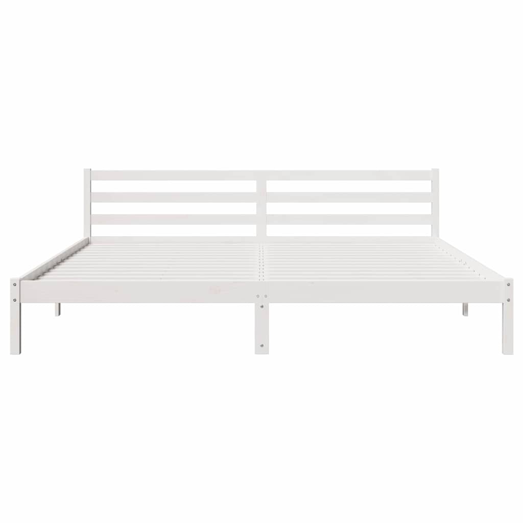 Sengeramme med hodegjerde Hvit 210 x 200 cm Heltre furu