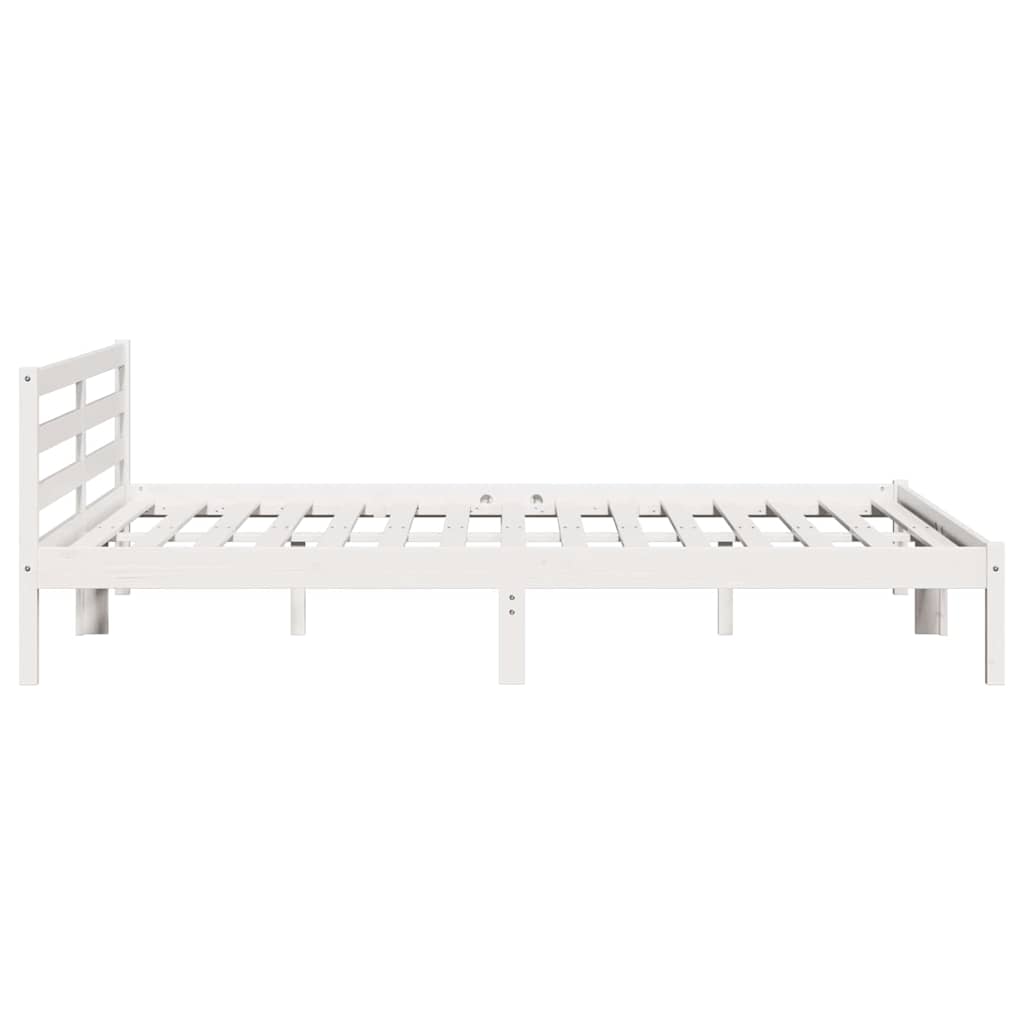 Sengeramme med hodegjerde Hvit 210 x 200 cm Heltre furu