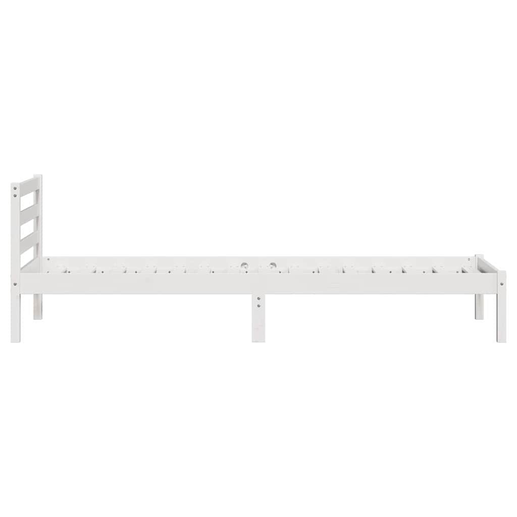 Sengeramme med hodegjerde Hvit 220 x 100 cm Heltre furu