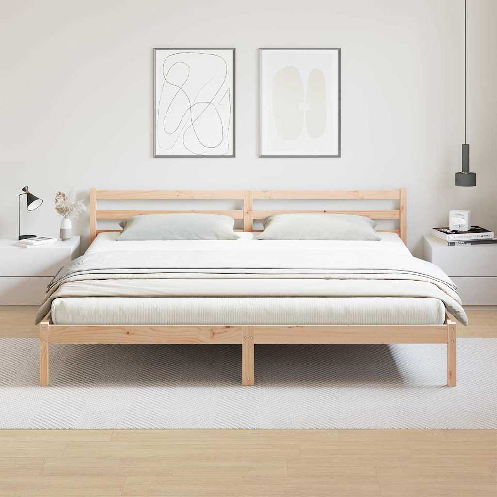 Sengeramme med hodegjerde Brun 220 x 180 cm Heltre furu