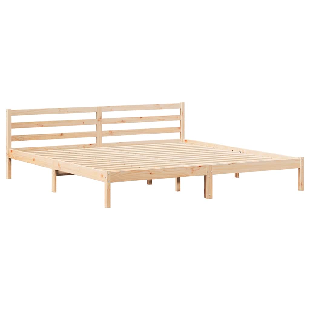 Sengeramme med hodegjerde Brun 220 x 180 cm Heltre furu
