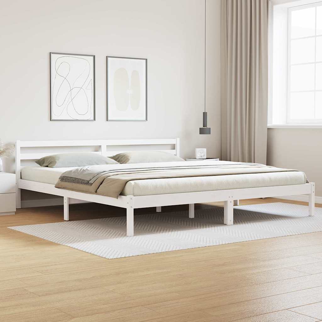 Sengeramme med hodegjerde Hvit 220 x 180 cm Heltre furu