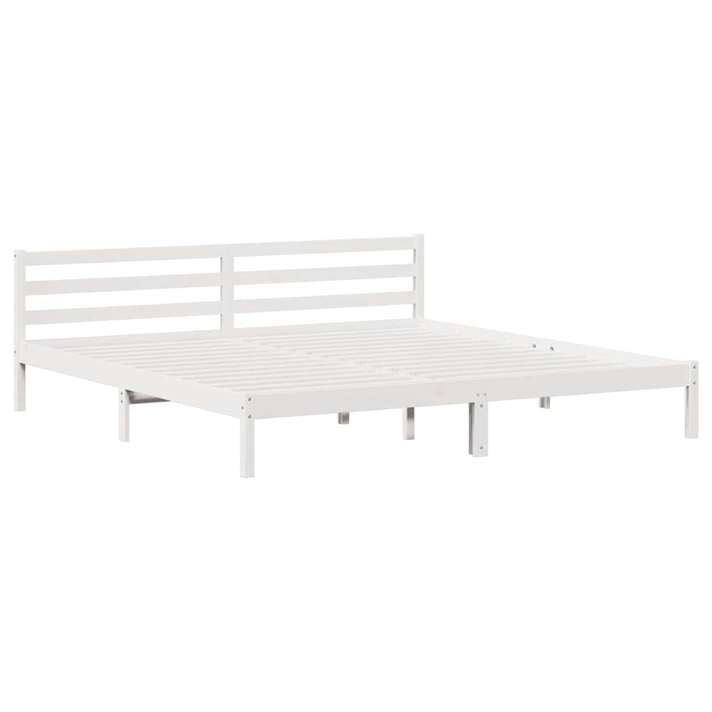 Sengeramme med hodegjerde Hvit 220 x 180 cm Heltre furu