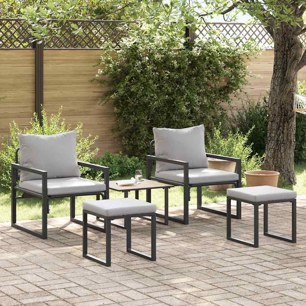 Hagemøbler med pute Annet 4 pcs Svart 61 x 72.5 x 71 cm Stål