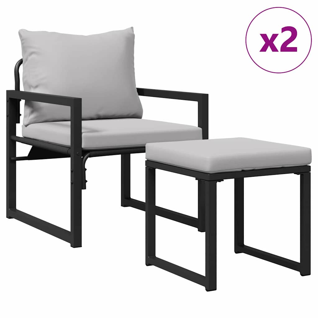 Hagemøbler med pute Annet 4 pcs Svart 61 x 72.5 x 71 cm Stål