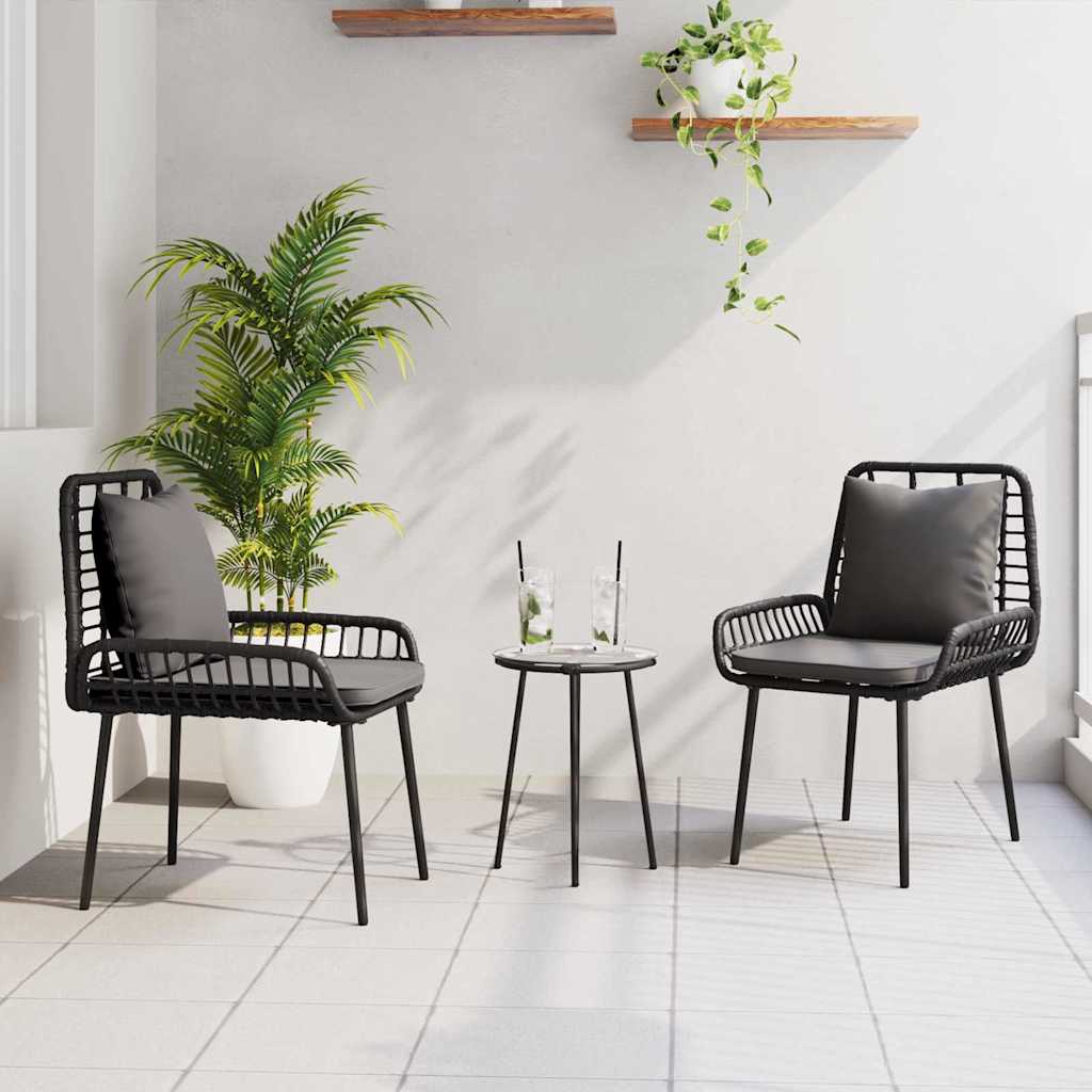 Hage Spisegruppe 3 pcs Svart og Anthracite Poly rotting og stål