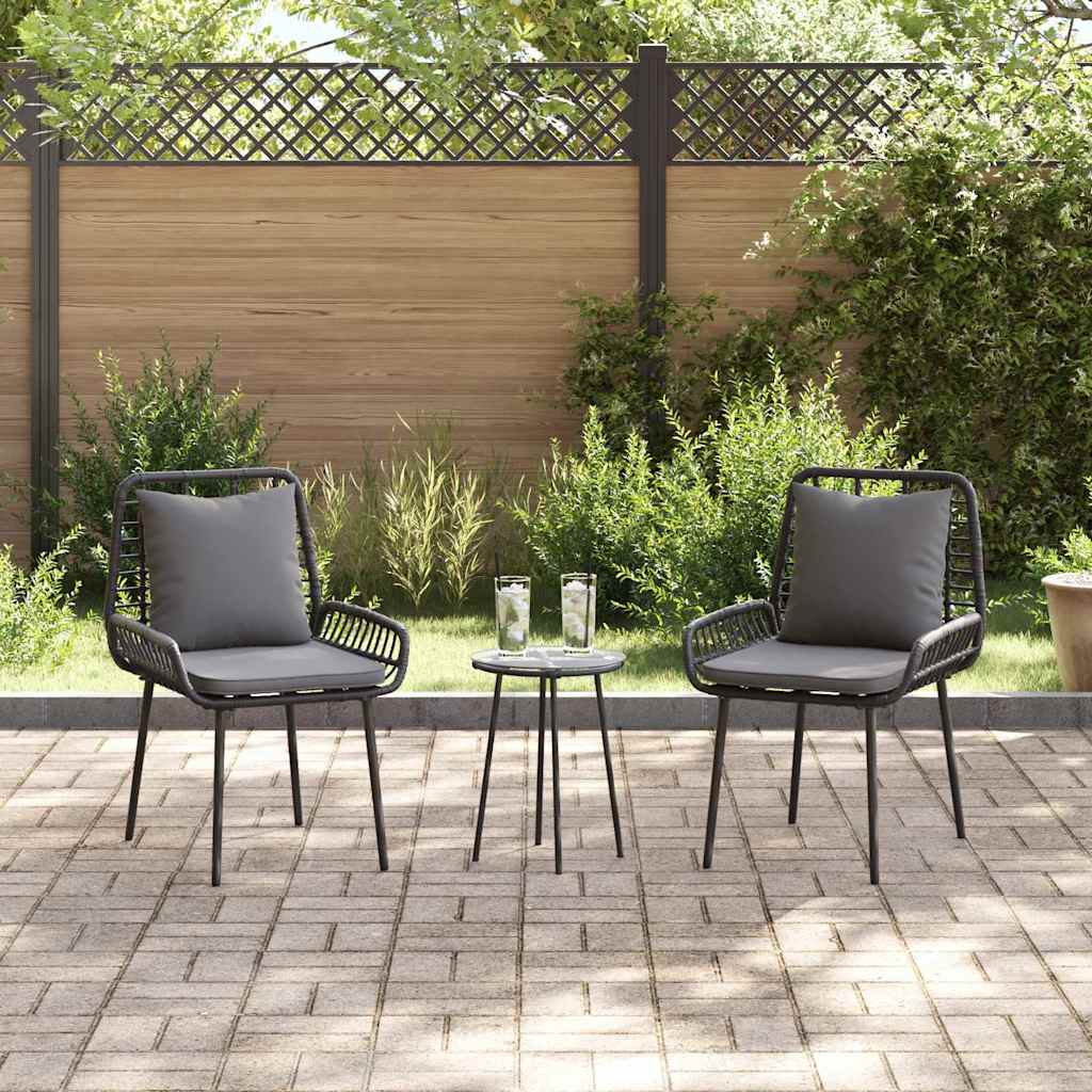 Hage Spisegruppe 3 pcs Svart og Anthracite Poly rotting og stål