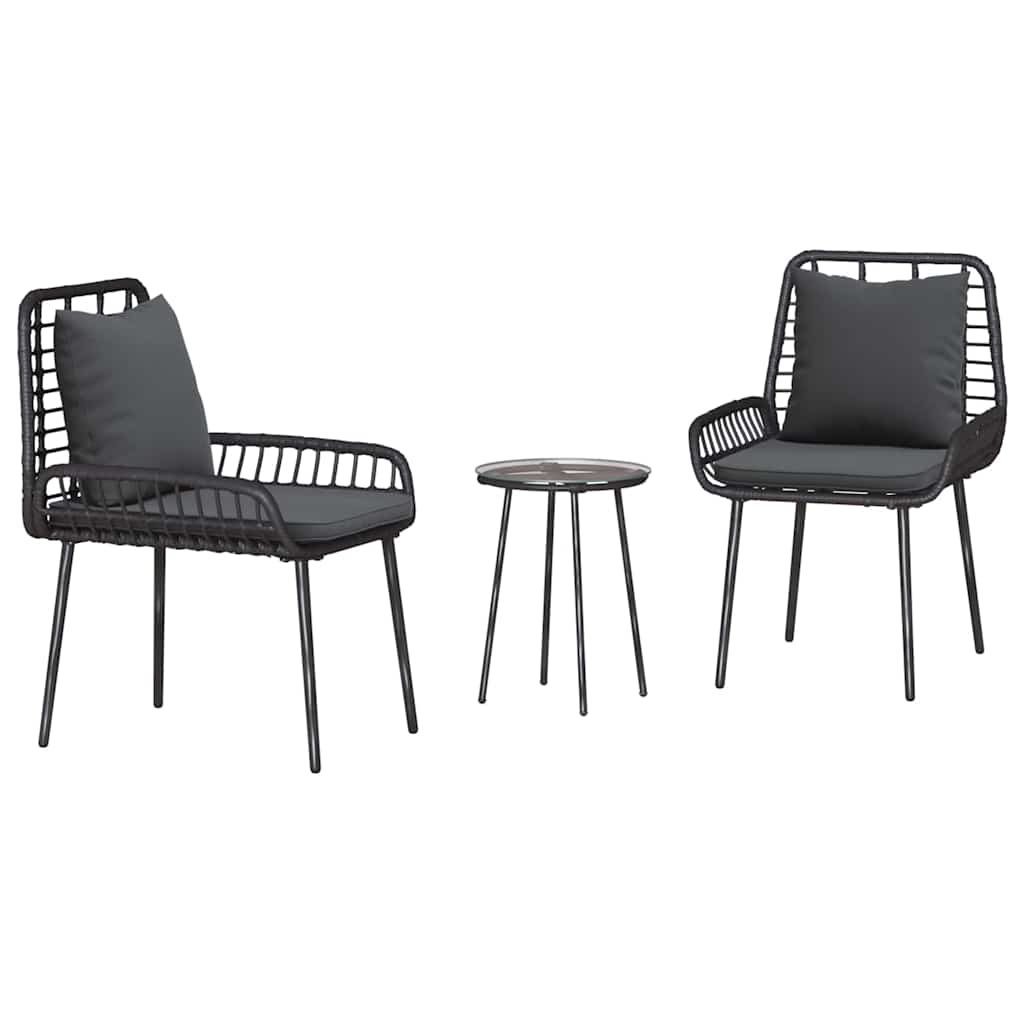 Hage Spisegruppe 3 pcs Svart og Anthracite Poly rotting og stål