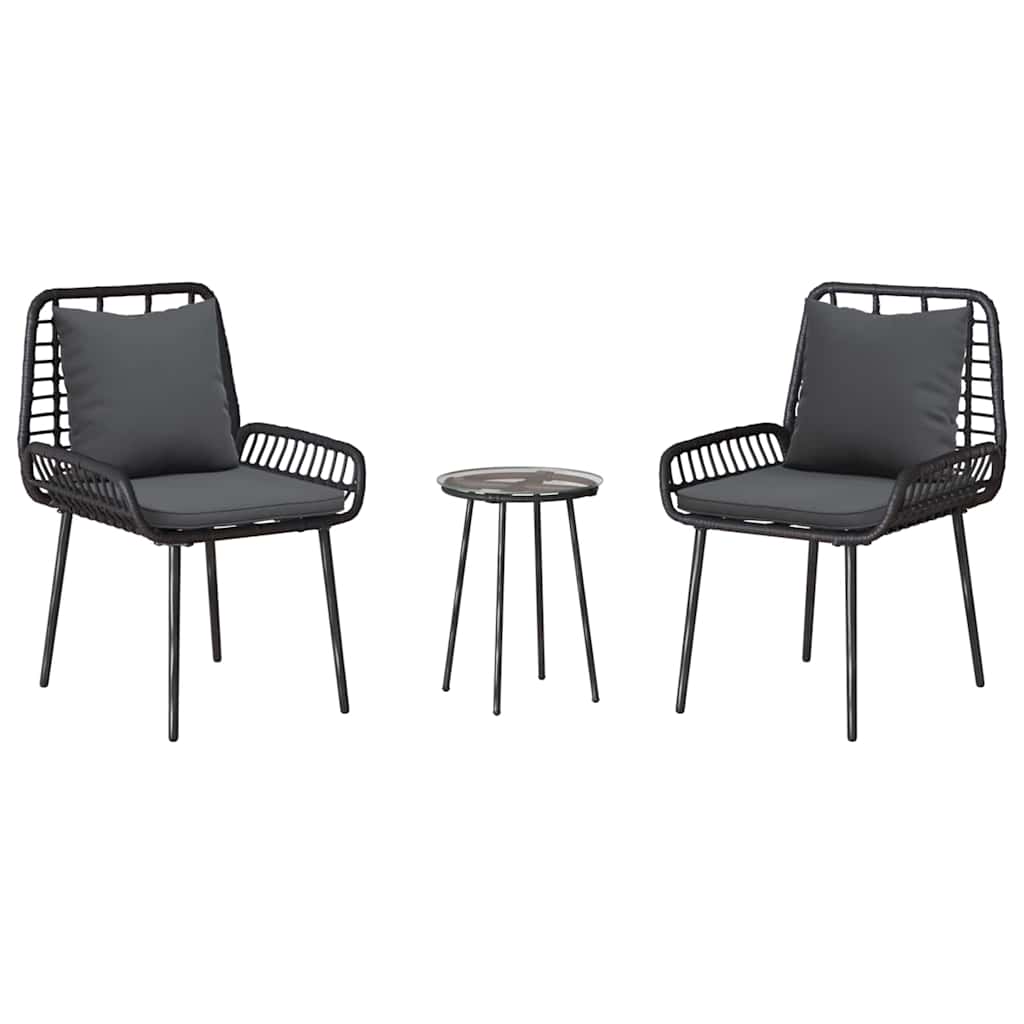 Hage Spisegruppe 3 pcs Svart og Anthracite Poly rotting og stål