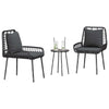 Hage Spisegruppe 3 pcs Svart og Anthracite Poly rotting og stål