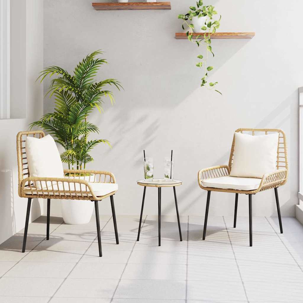 Hage Spisegruppe 3 pcs Brun Svart Krem Poly rotting og stål