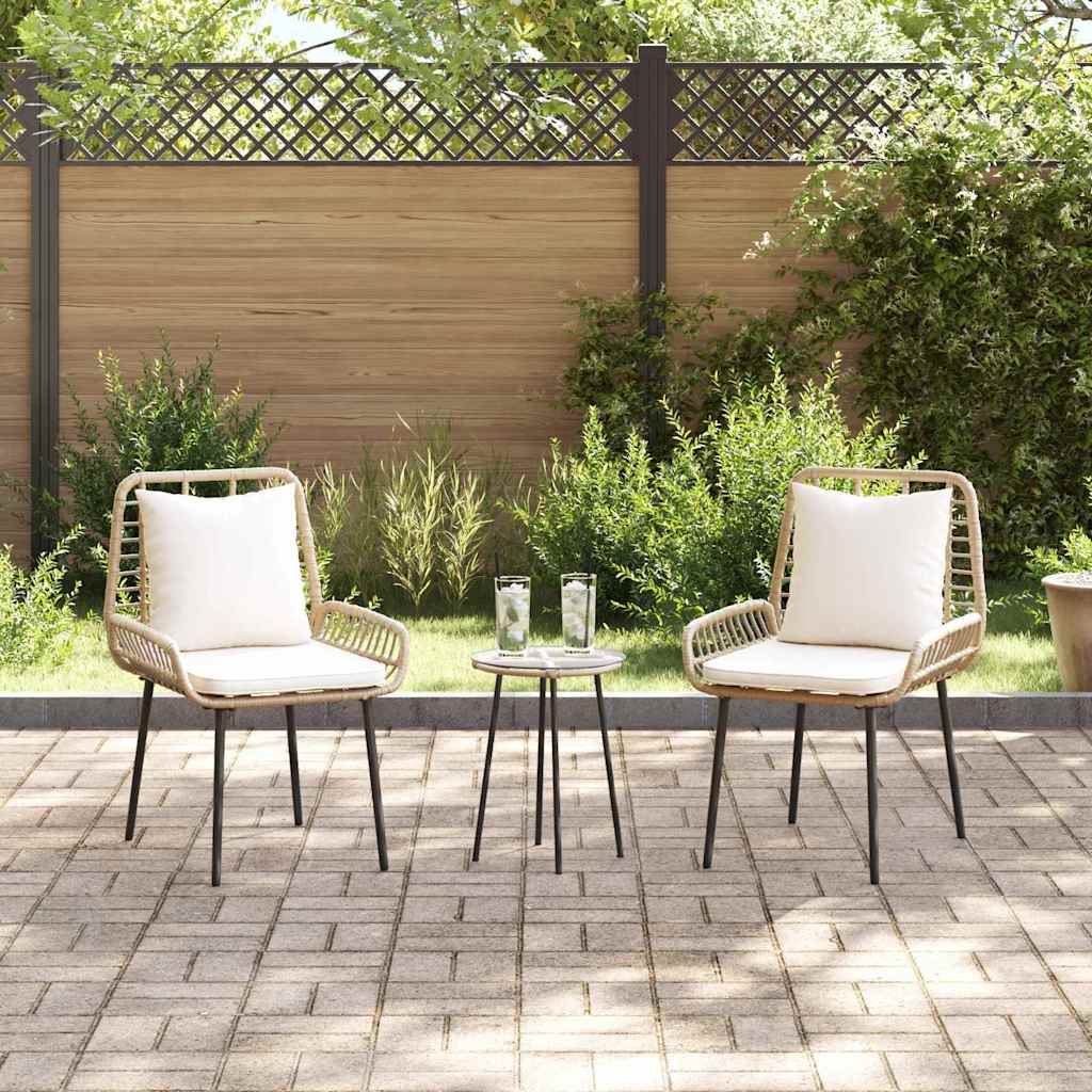 Hage Spisegruppe 3 pcs Brun Svart Krem Poly rotting og stål