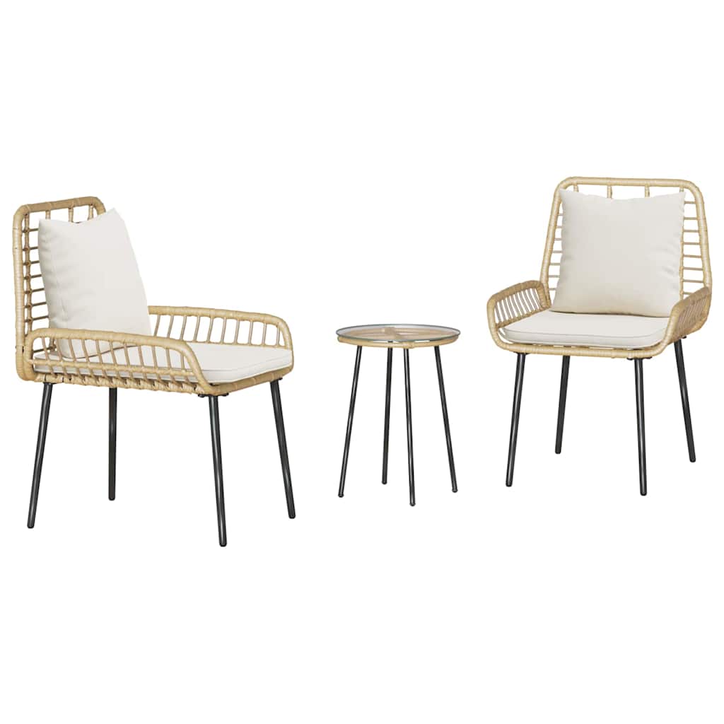 Hage Spisegruppe 3 pcs Brun Svart Krem Poly rotting og stål