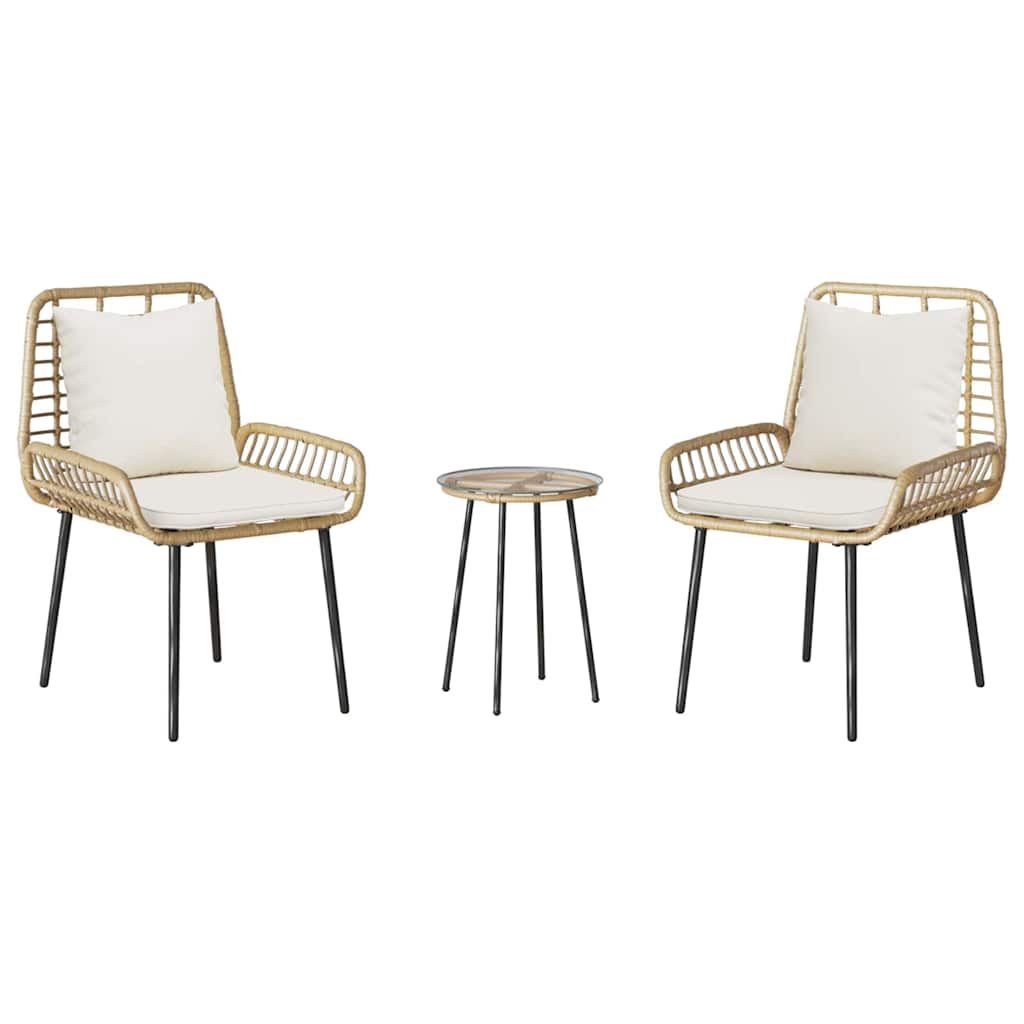 Hage Spisegruppe 3 pcs Brun Svart Krem Poly rotting og stål