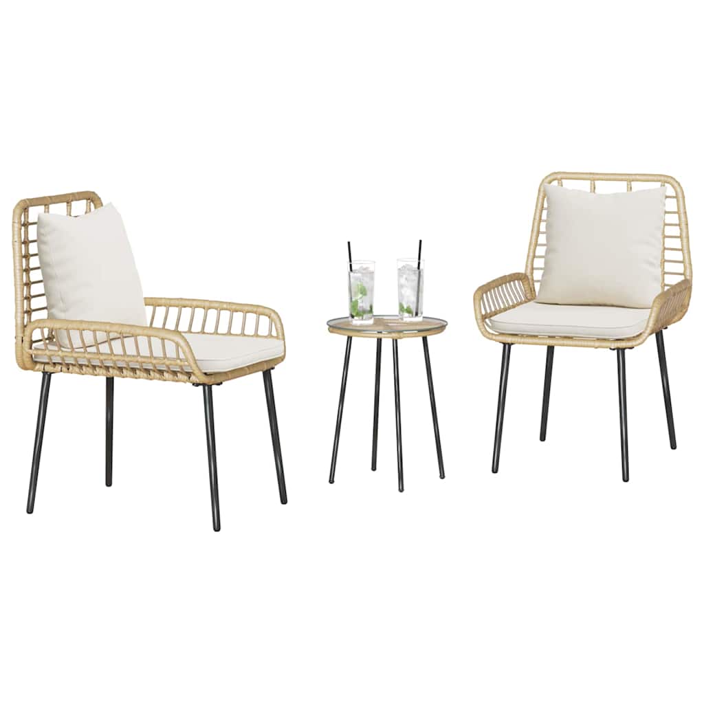 Hage Spisegruppe 3 pcs Brun Svart Krem Poly rotting og stål