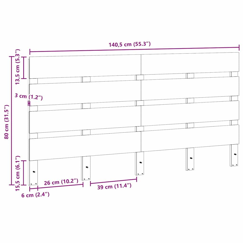 Hodegavl med hodegjerde Brun 140,5 x 3 x 80 cm Massiv furu