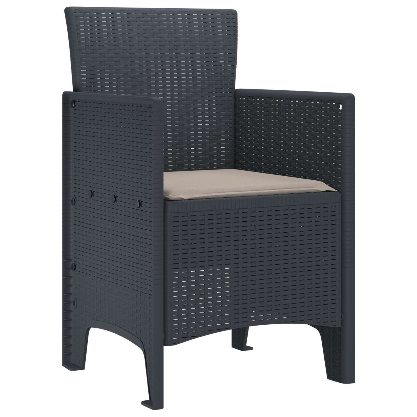 Hage Stol med pute 2 pcs Antrasitt 53 x 49 x 85 cm Polypropen vidaXL