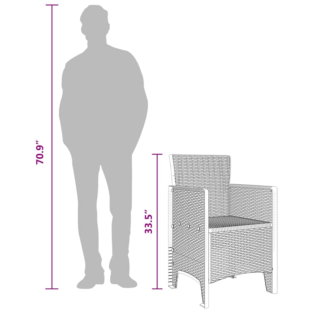 Hage Stol 2 pcs Brun 53 x 49 x 85 cm PP