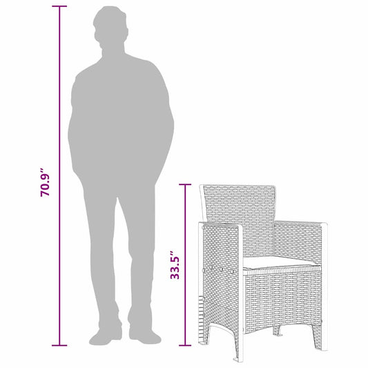 Hage Stol med pute 2 pcs Brun 53 x 49 x 85 cm Polypropen