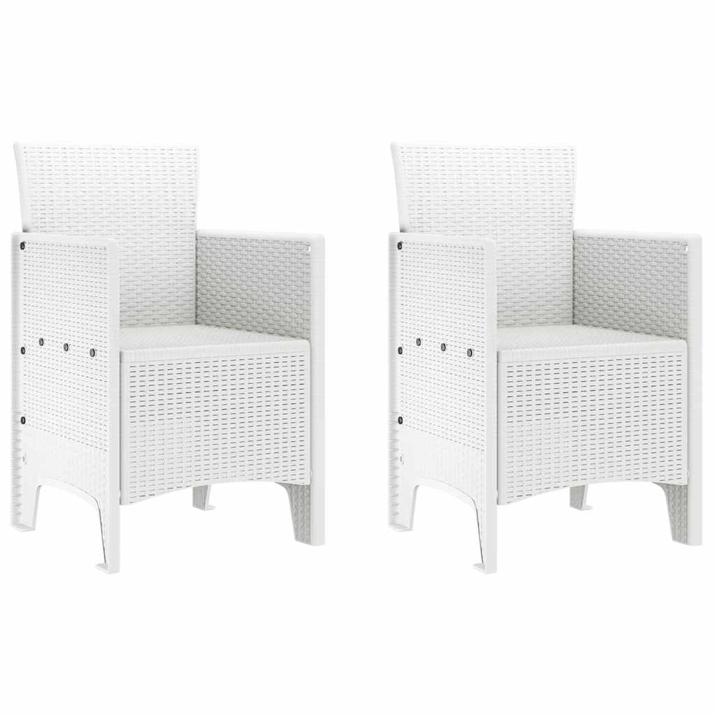 Hage Stol med pute 2 pcs Hvit 53 x 49 x 85 cm Polypropen