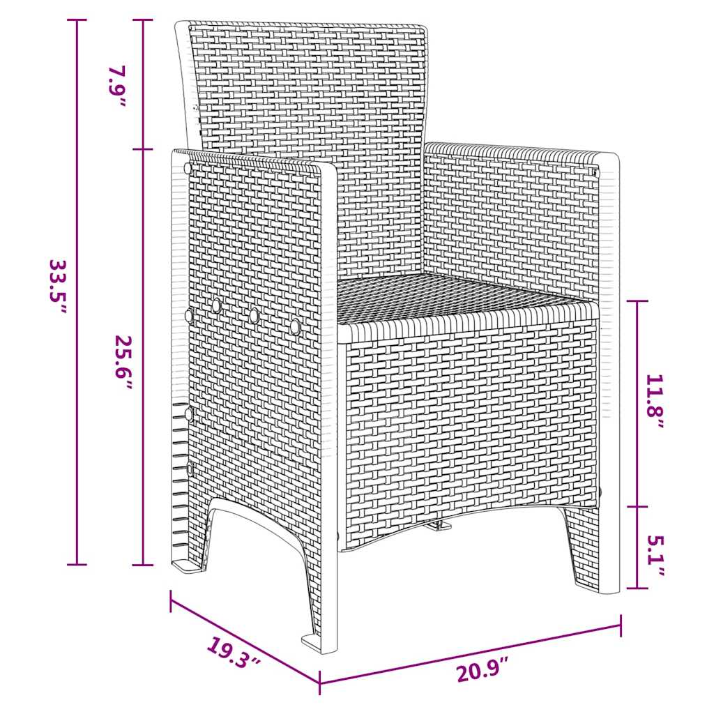 Hage Stol med pute 2 pcs Hvit 53 x 49 x 85 cm Polypropen