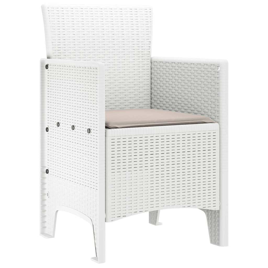 Hage Stol med pute 2 pcs Hvit 53 x 49 x 85 cm Polypropen