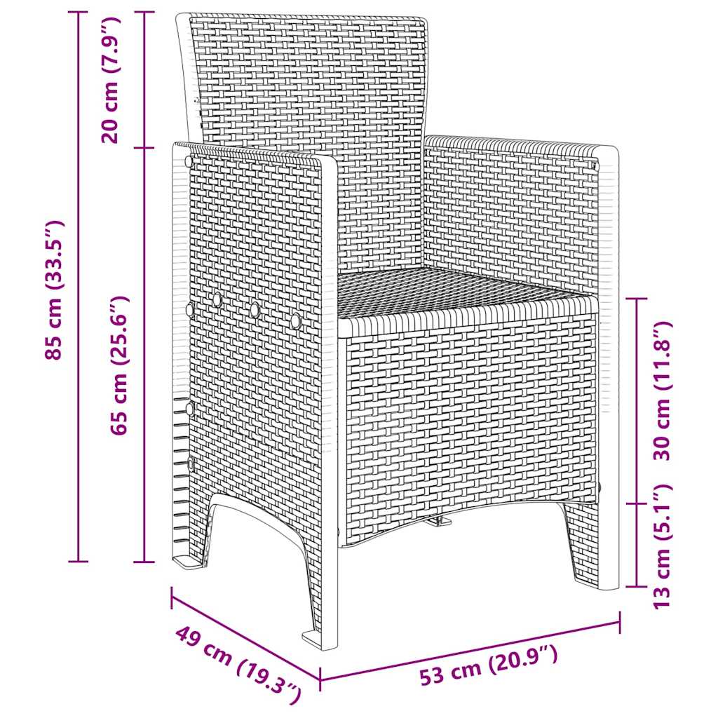 Hage Stol med pute 2 pcs Lysegrå 53 x 49 x 85 cm Polypropen
