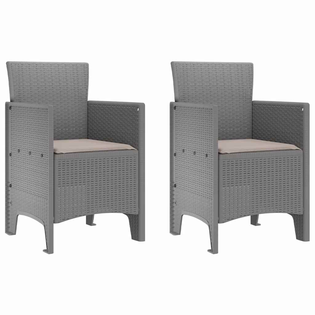 Hage Stol med pute 2 pcs Lysegrå 53 x 49 x 85 cm Polypropen
