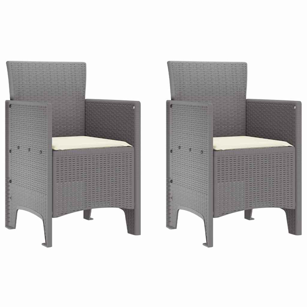 Hage Stol med pute 2 pcs Lysegrå 53 x 49 x 85 cm Polypropen