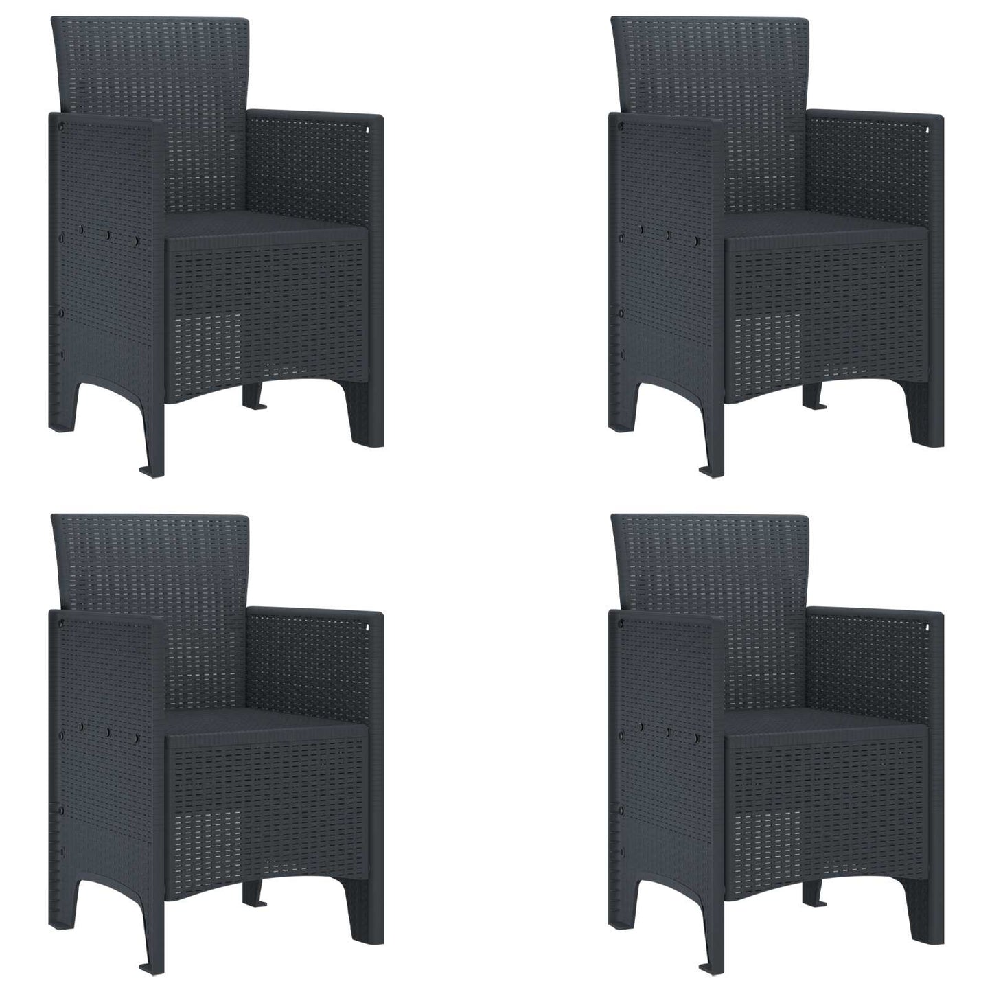 Hage Stol med pute 4 pcs Antrasitt 53 x 49 x 85 cm Polypropen vidaXL