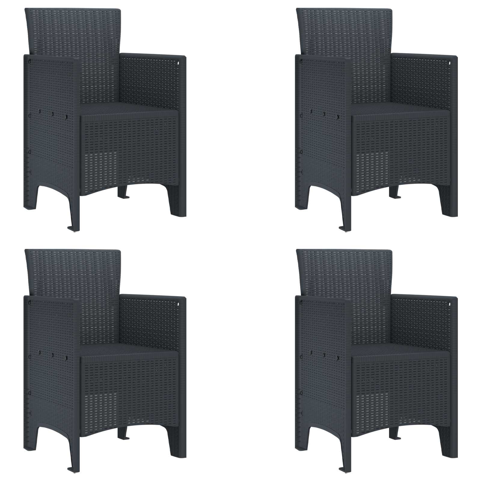Hage Stol med pute 4 pcs Antrasitt 53 x 49 x 85 cm Polypropen vidaXL