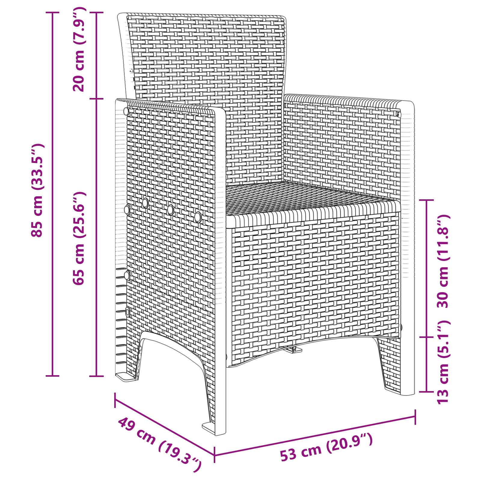 Hage Stol med pute 4 pcs Antrasitt 53 x 49 x 85 cm Polypropen vidaXL