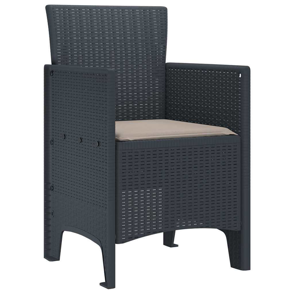 Hage Stol med pute 4 pcs Antrasitt 53 x 49 x 85 cm Polypropen