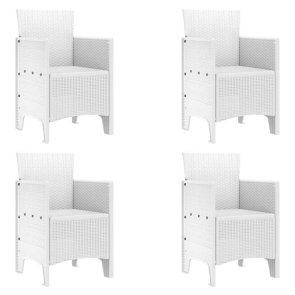 Hage Stol med pute 4 pcs Hvit 53 x 49 x 85 cm Polypropen