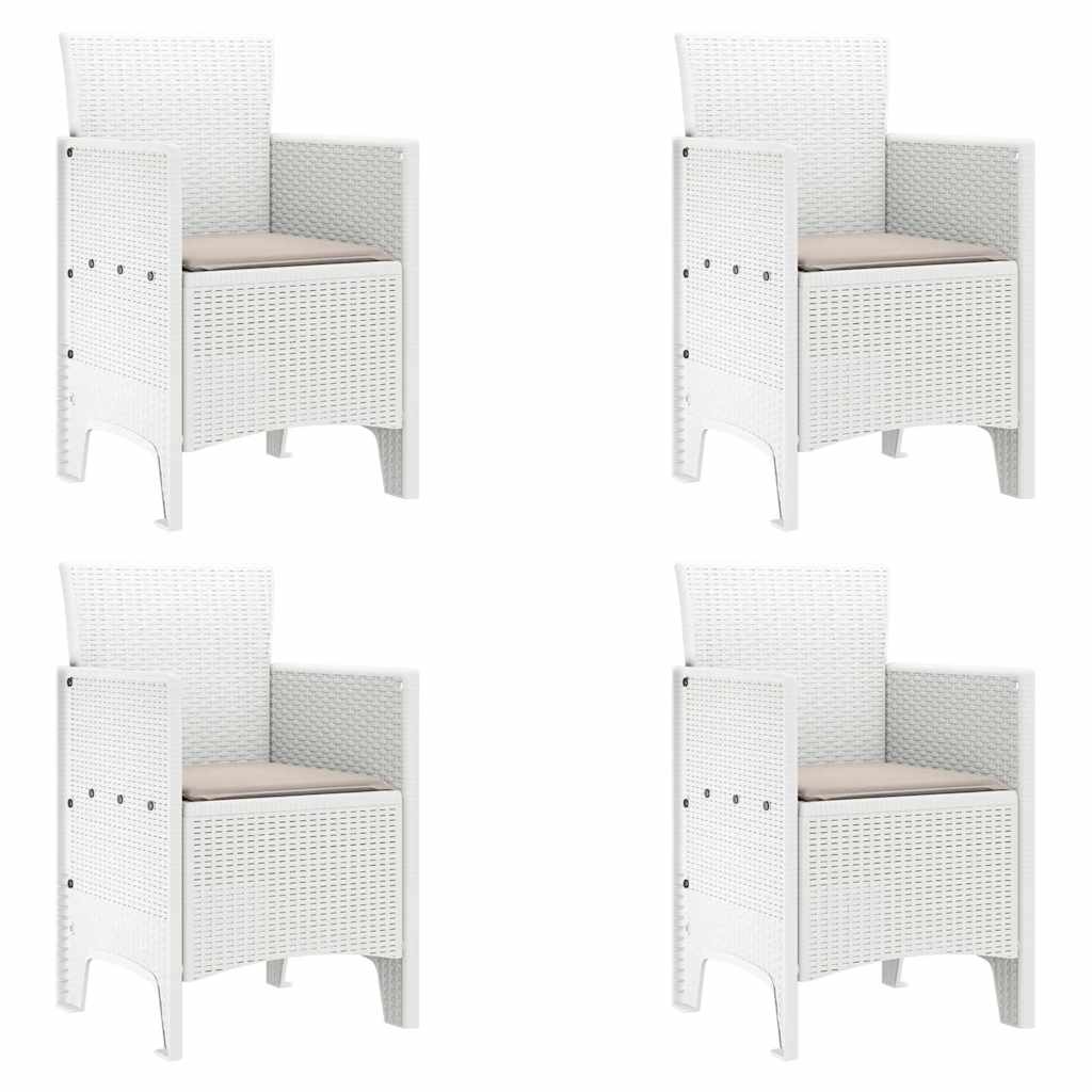 Hage Stol med pute 4 pcs Hvit 53 x 49 x 85 cm Polypropen