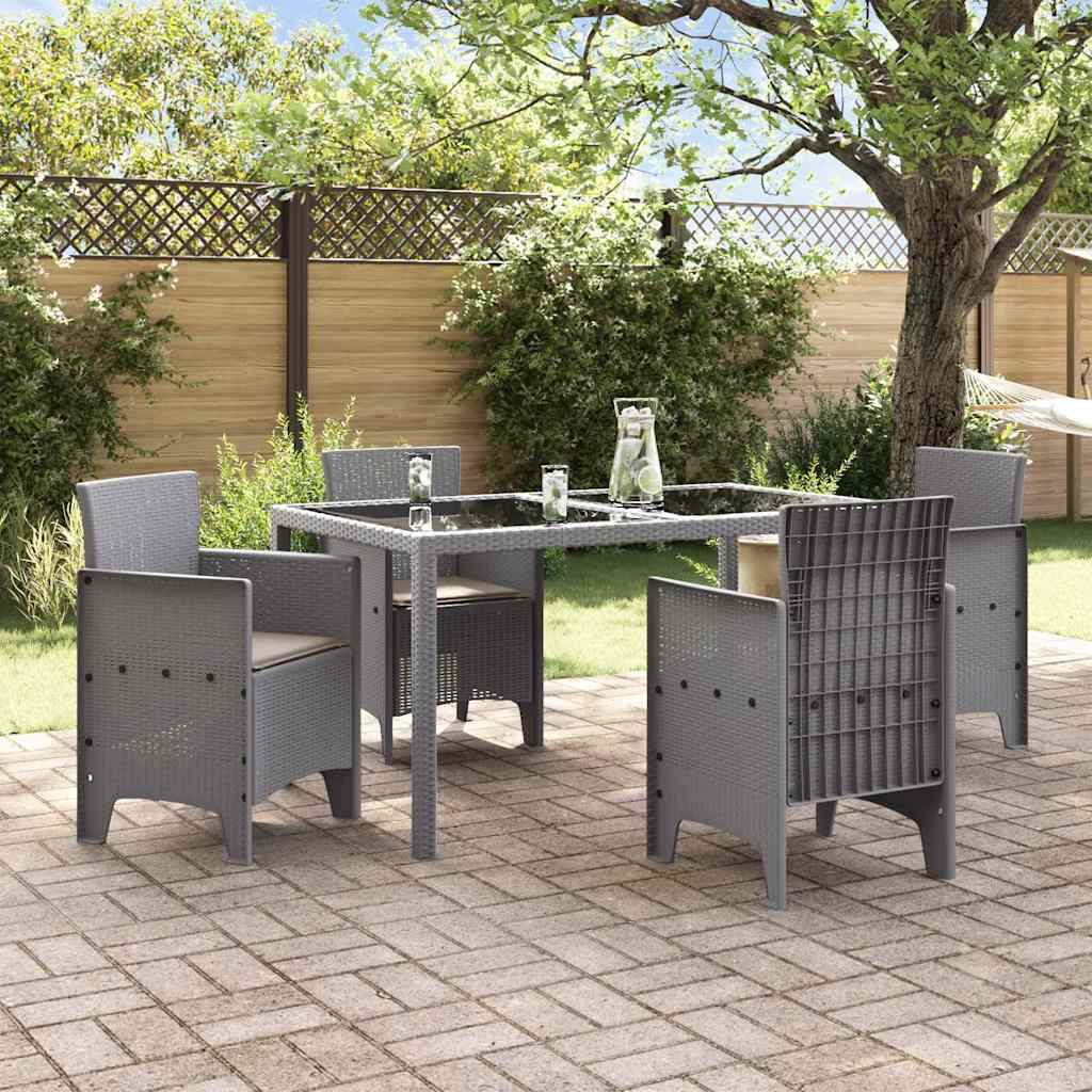 Hage Stol med pute 4 pcs Lysegrå 53 x 49 x 85 cm Polypropen