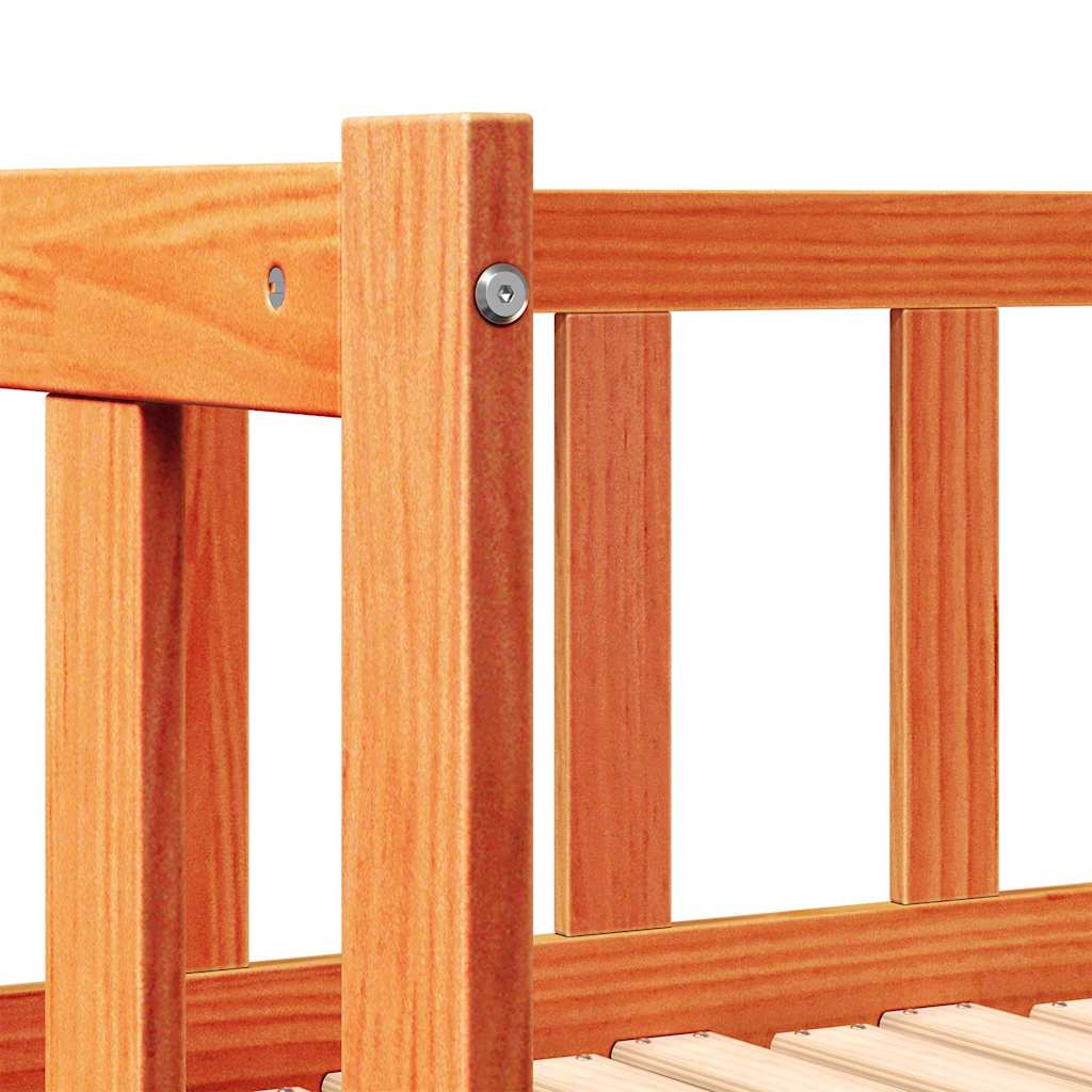 Seng med trundle Vokset Brun 203,5 x 184 x 66 cm Massivt furu