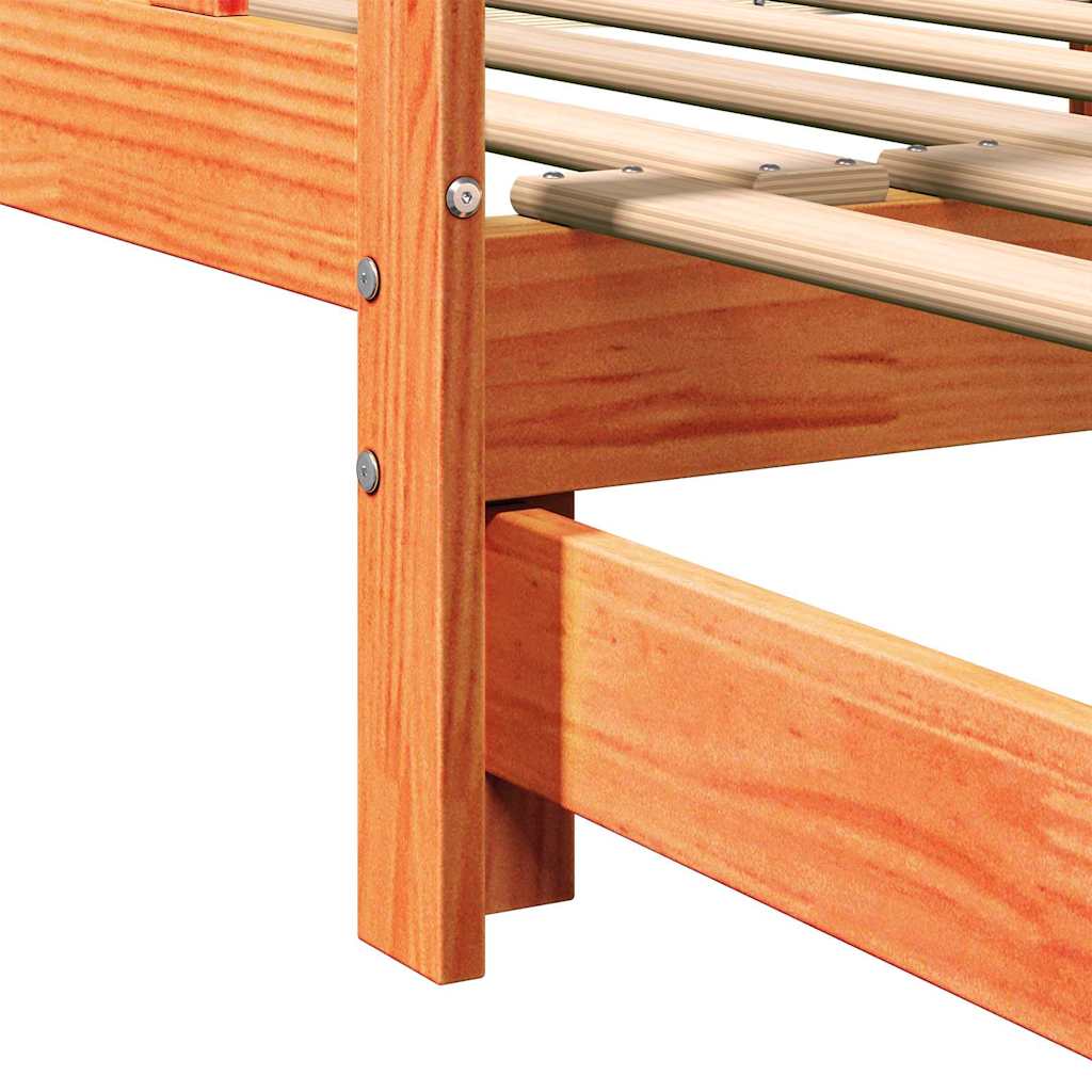 Uttrekkbar Dagbed Vokset Brun 203.5 x 164 x 66 cm Massiv furu