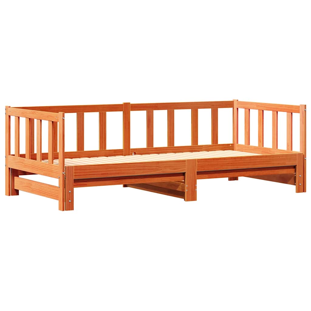 Uttrekkbar Dagbed Vokset Brun 193.5 x 184 x 66 cm Massiv furu