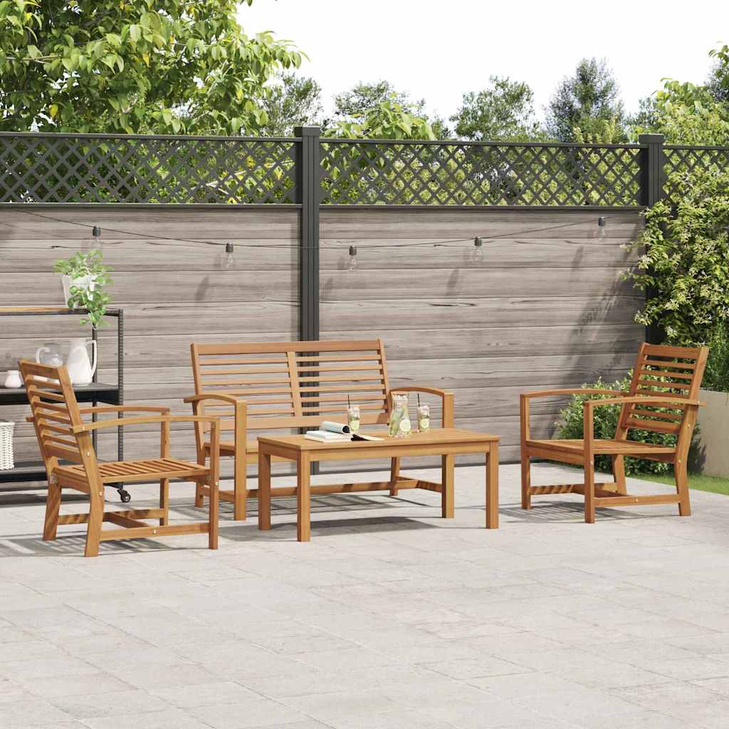 Hagesofa Set 4 pcs Naturlig Massivt Teaktre