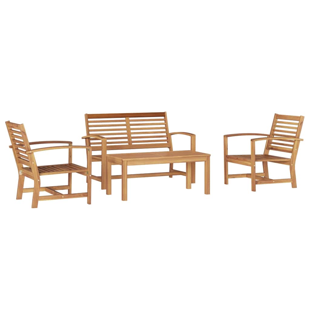 Hagesofa Set 4 pcs Naturlig Massivt Teaktre