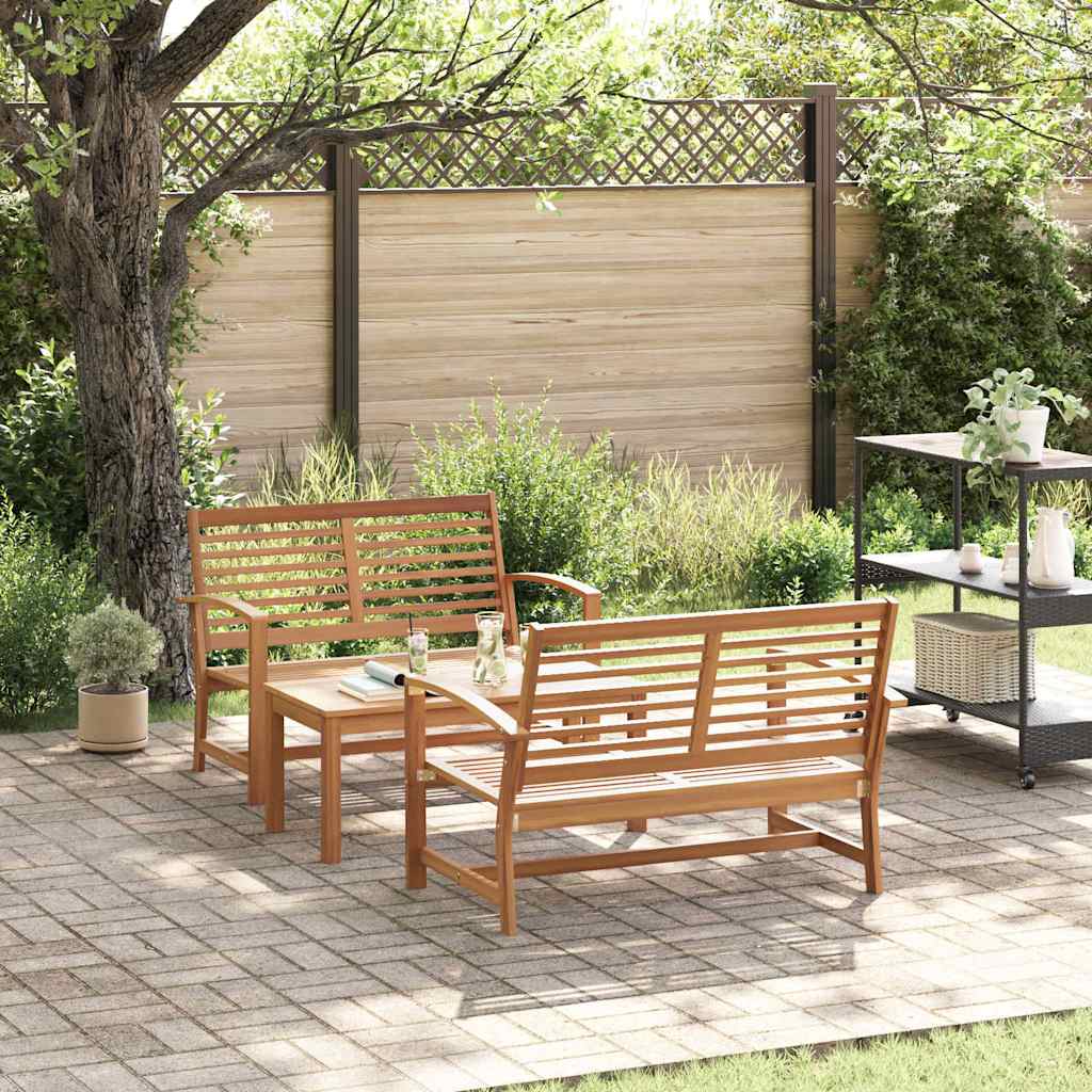 Hagesofa Set 3 pcs Naturlig Massivt Teaktre