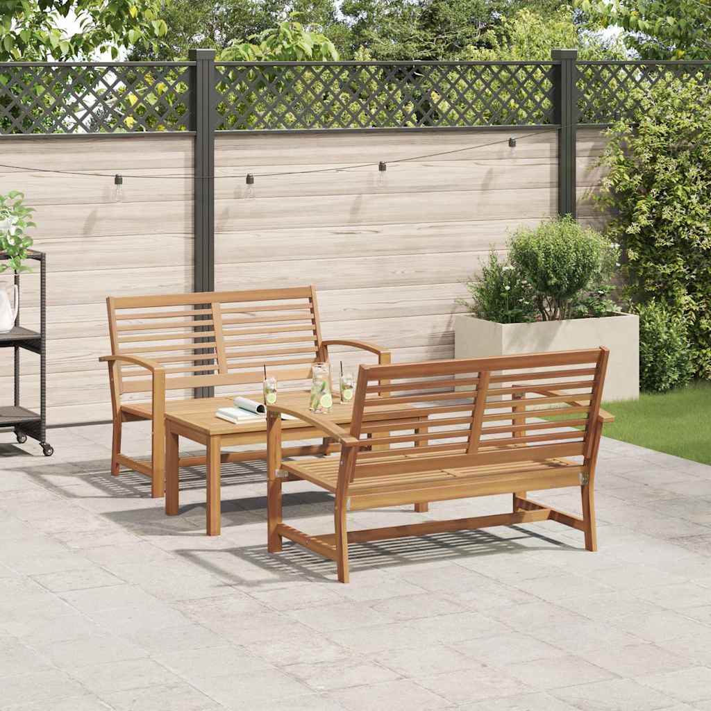 Hagesofa Set 3 pcs Naturlig Massivt Teaktre