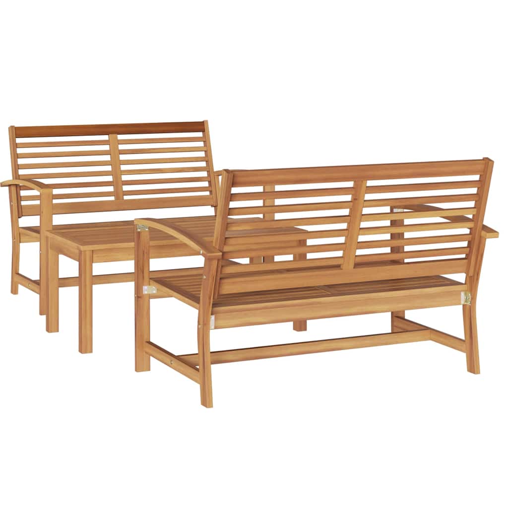 Hagesofa Set 3 pcs Naturlig Massivt Teaktre
