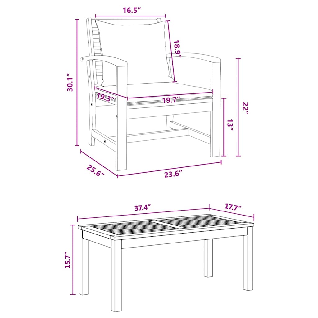 Hagesofa Set Naturlig Heltre teak