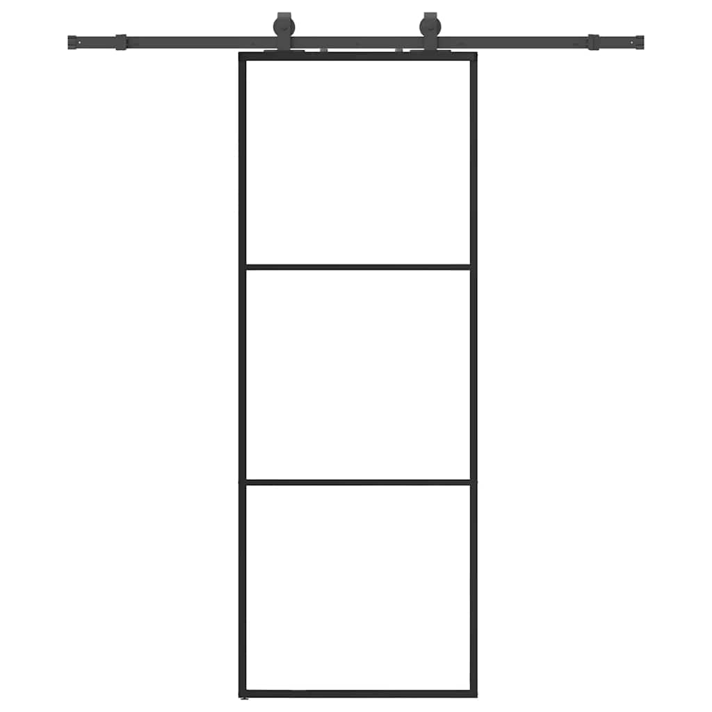 Skyvedør med monteringssett svart 76x205 cm ESG-glass vidaXL
