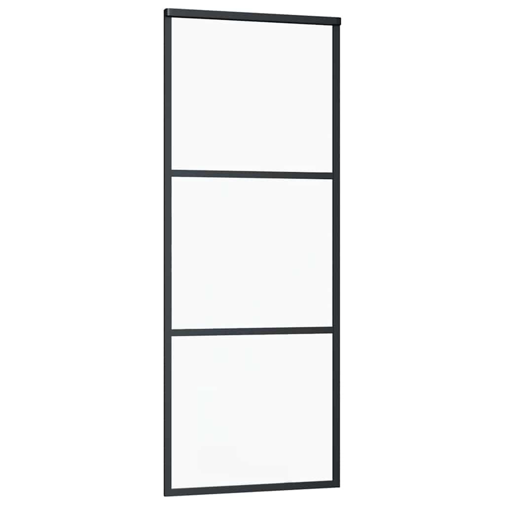 Skyvedør med monteringssett svart 76x205 cm ESG-glass vidaXL